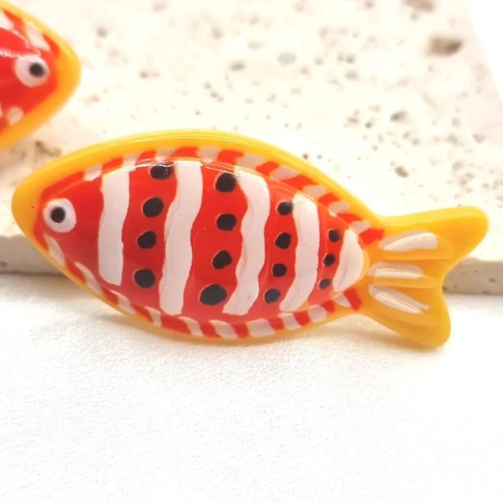 New! Zara Orange Striped Fish Coi Gold Fish Statement Earrings • NWOT